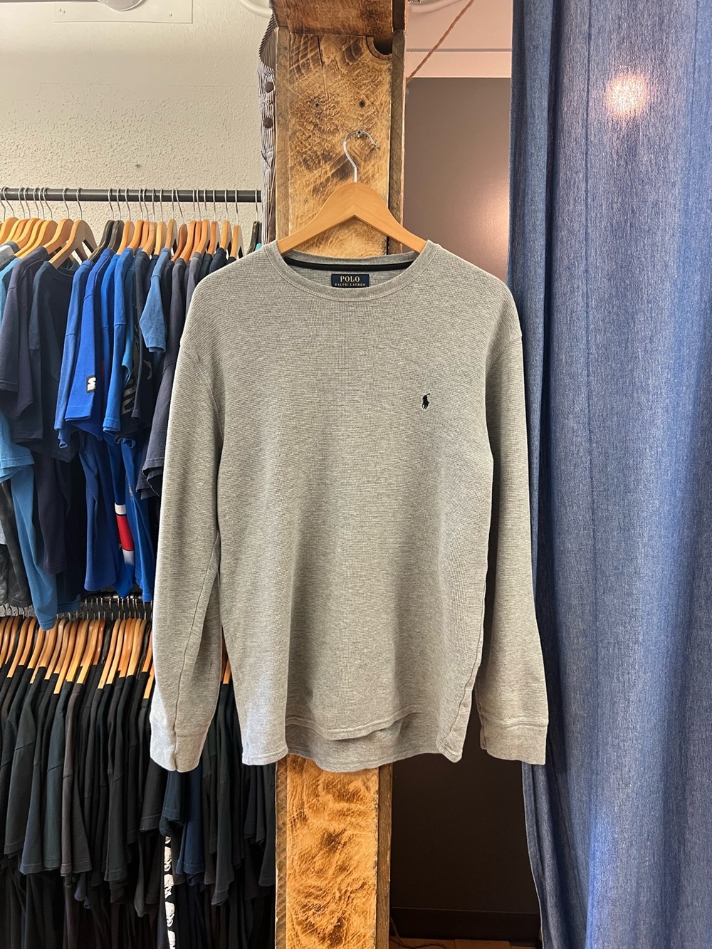Vintage Polo Ralph Lauren Grey Waffle Knit Longsleeve